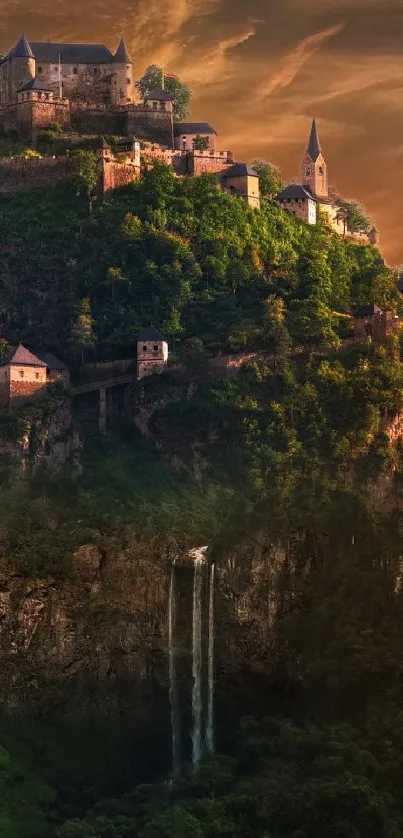 Monk meditates on a mountain at sunset.