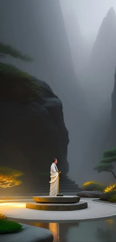 Tranquil Zen garden phone wallpaper with serene landscape.