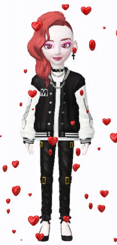 3D character with red hair and trendy outfit wallpaper.