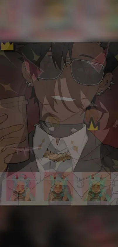 Anime character with drink and sunglasses