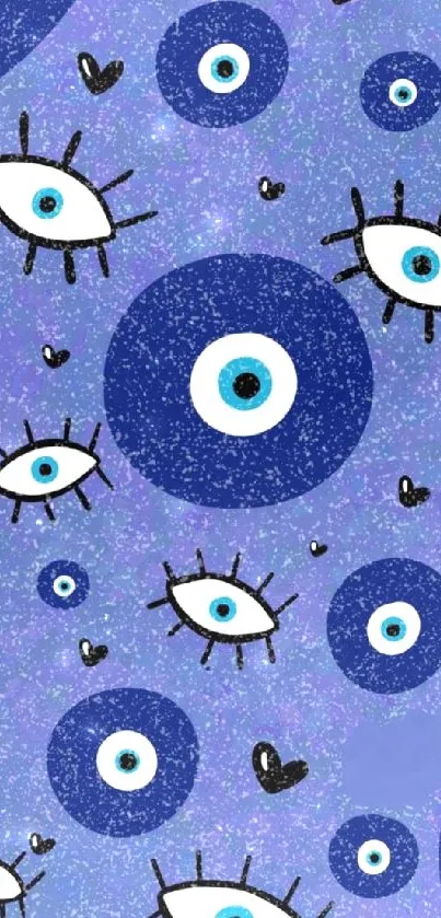 Trendy evil eye wallpaper with purple background.