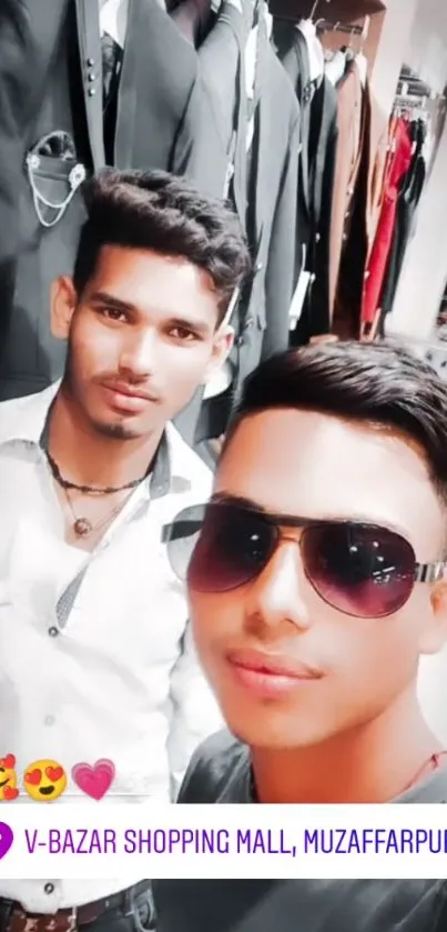 Selfie at V-Bazar shopping mall showcasing fashion.