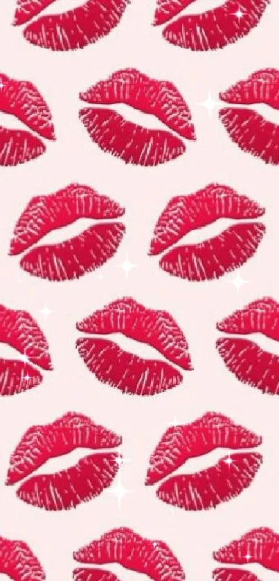 Trendy mobile wallpaper with pink lips pattern.