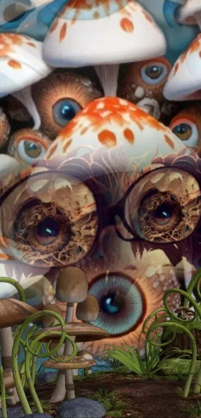 Psychedelic mushroom eyes phone wallpaper.