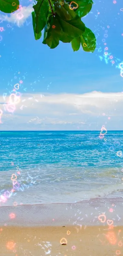 Tropical beach with blue skies and ocean waves, perfect mobile wallpaper.