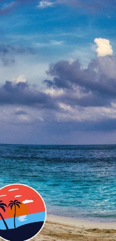 Tropical beach wallpaper with ocean view.