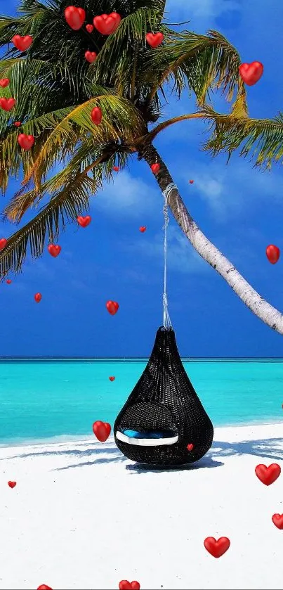 A lone palm tree on a tropical beach with a turquoise ocean and blue sky.