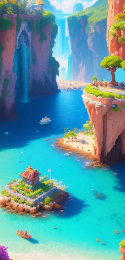 Vibrant tropical island with cliffs and azure waters, perfect for mobile wallpaper.