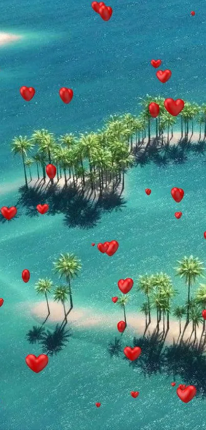 Tropical heart-shaped island with yacht and turquoise waters.