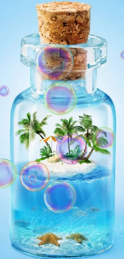 Tropical island in a bottle mobile wallpaper.