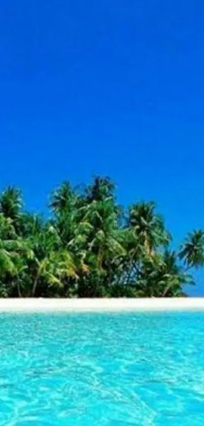 Beautiful tropical island with blue sky and ocean.