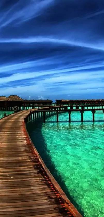 Tropical island ocean view with vivid blue sky and tranquil aqua waters.