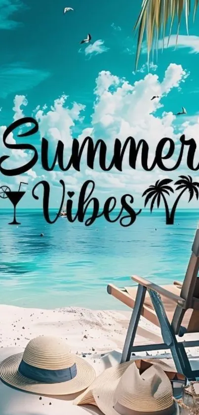 Tropical summer vibes wallpaper with beach and ocean.