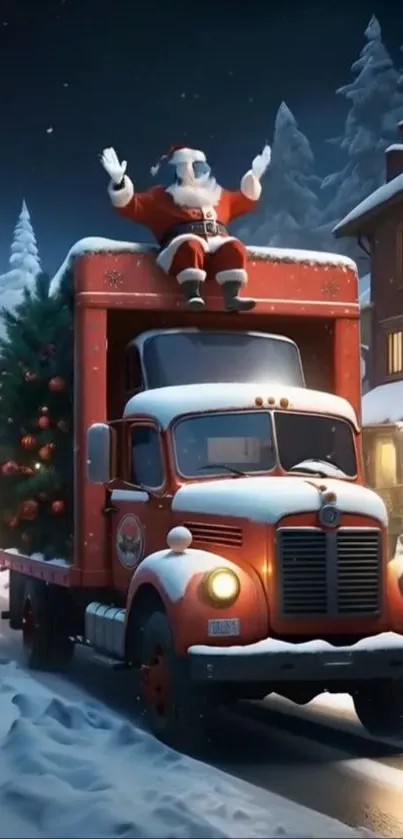 Truck Santa Claus Winter Live Wallpaper