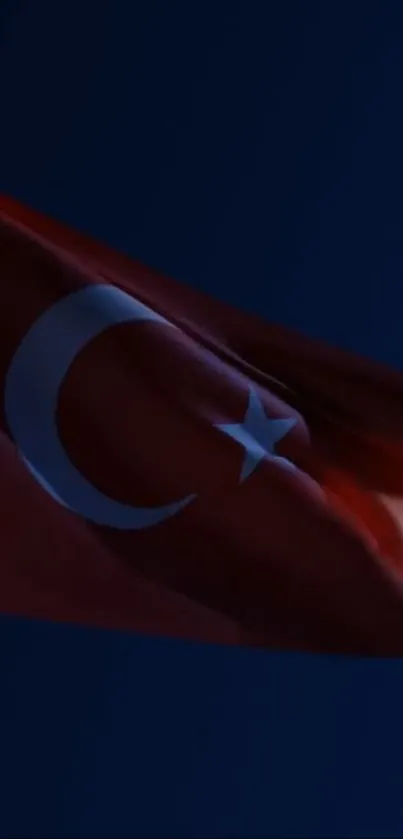 Turkish flag against a dark blue night sky wallpaper.