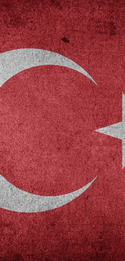 Turkish flag wallpaper with red background and a white crescent and star.