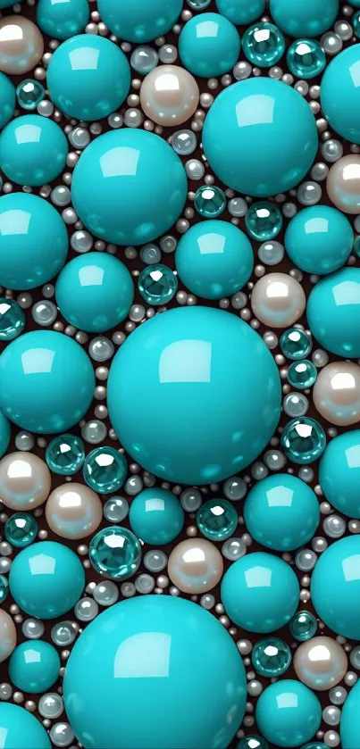 Turquoise and pearl bead pattern wallpaper.