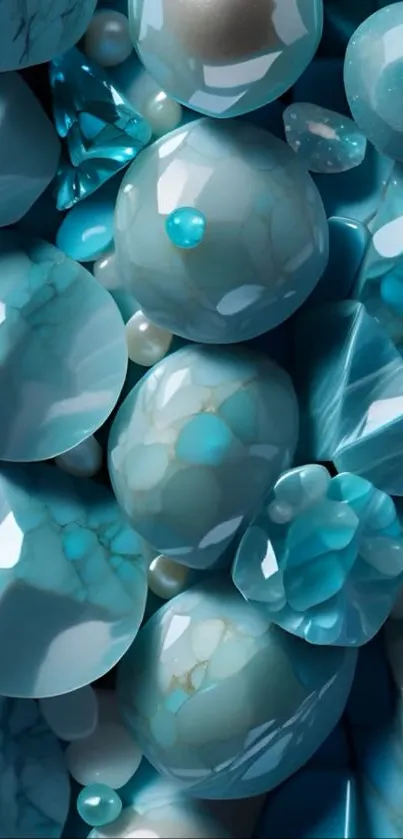 Turquoise gemstones with intricate textures for a stunning mobile wallpaper.