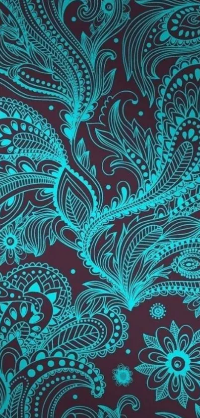 Turquoise paisley mobile wallpaper with intricate floral patterns.