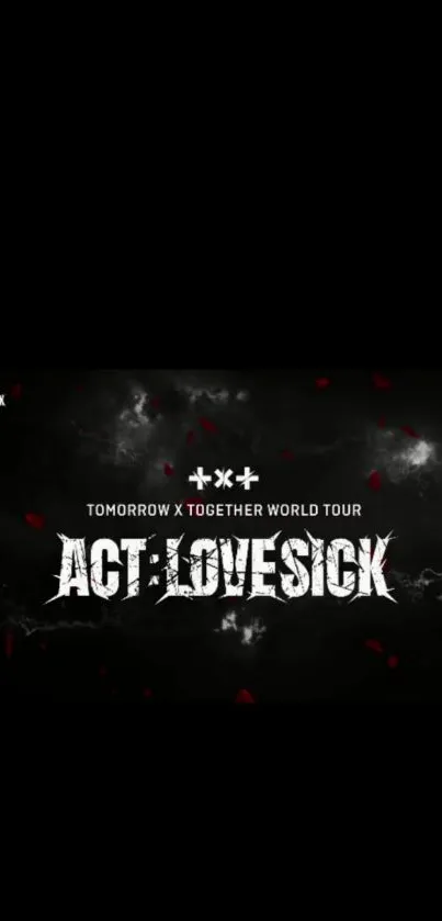 TXT World Tour wallpaper with dark hues and red accents.