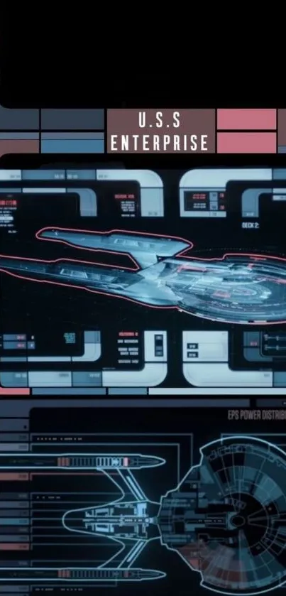 U.S.S. Enterprise futuristic starship blueprint.