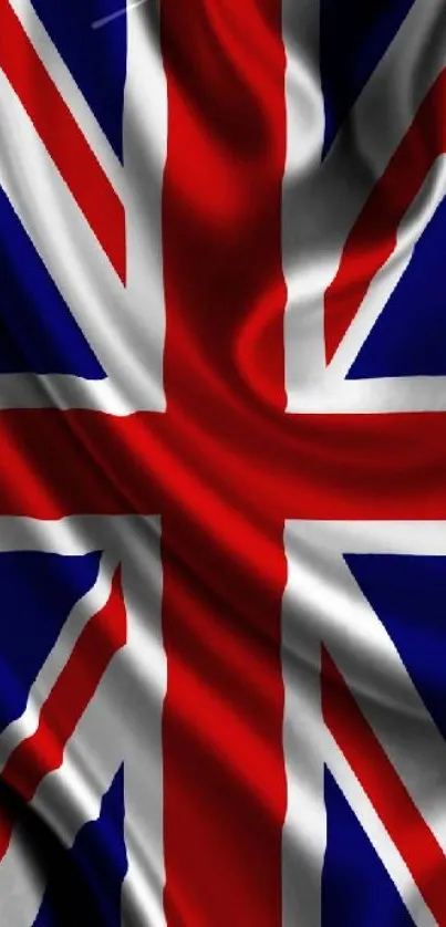 Vibrant UK flag mobile wallpaper with red, white, and blue design.