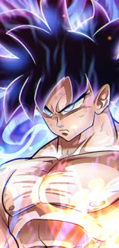 Ultra Instinct Goku with vibrant aura wallpaper