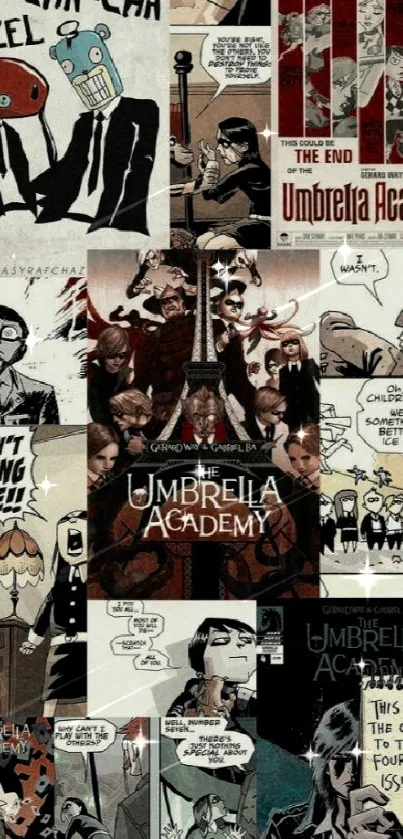 Umbrella Academy comic art mobile wallpaper.