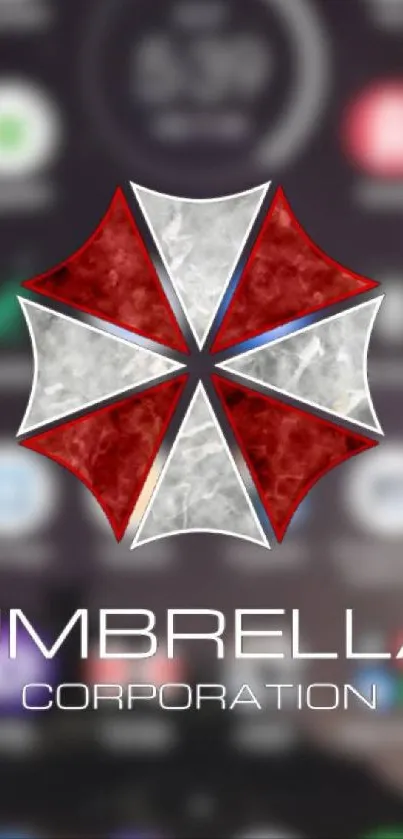 Umbrella Corporation logo on dark-themed mobile wallpaper.