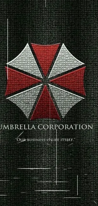 Umbrella Corporation logo on dark textured background.