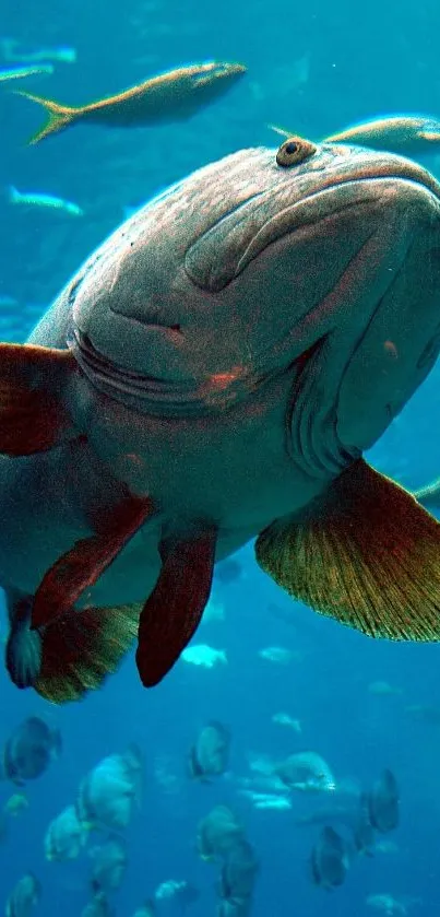 Majestic fish swimming in a blue underwater ocean scene.