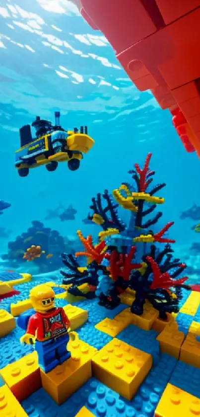 LEGO underwater scene with vibrant colors and a mini-submarine.