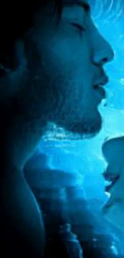 Romantic underwater couple in blue hues wallpaper