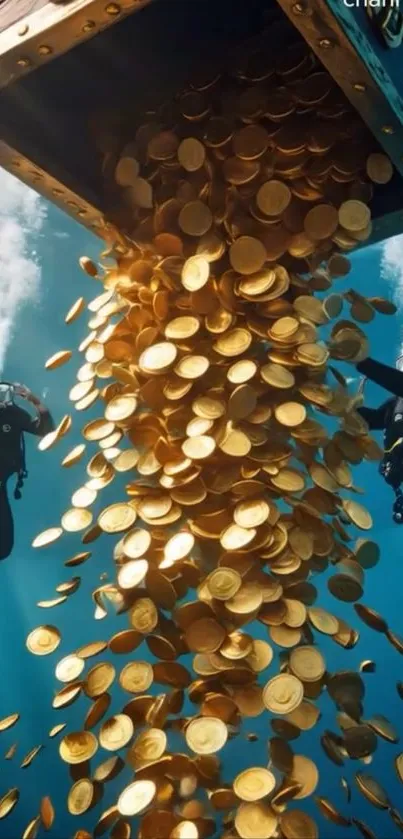 Divers discover golden treasure underwater.