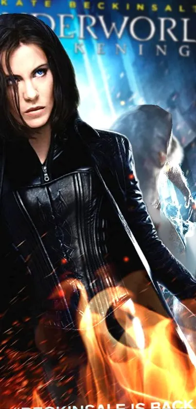 Underworld Awakening action scene wallpaper with a dynamic and intense design.