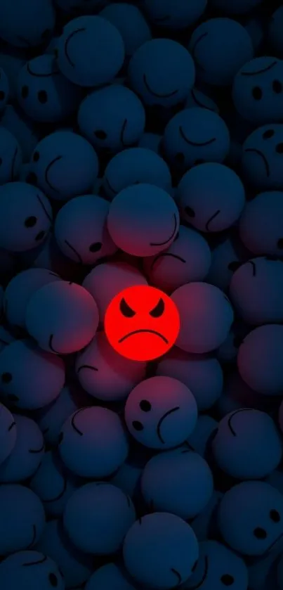 Red emoji on dark blue background wallpaper.