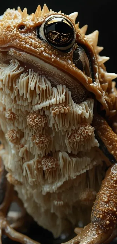 Close-up of textured frog with unique details.