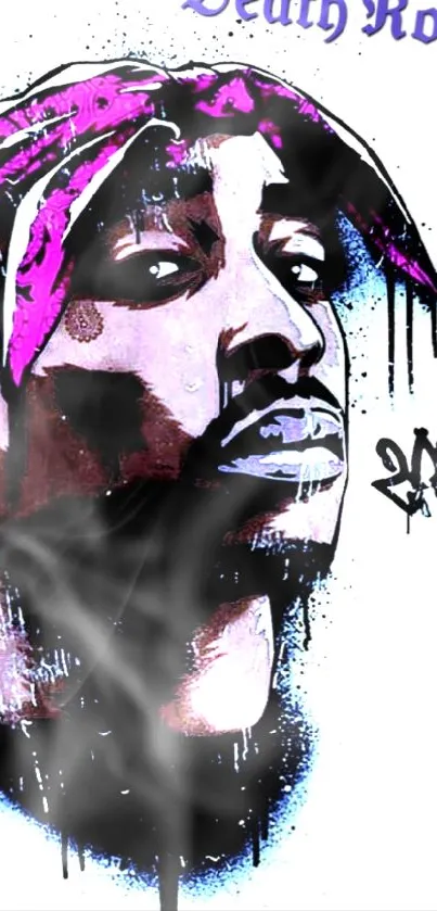 Graffiti art featuring a hip hop icon in vibrant colors.