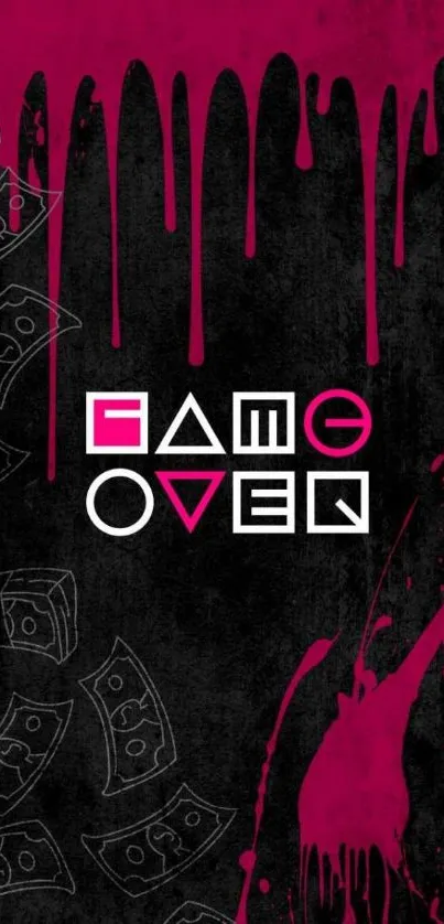 Graffiti-style mobile wallpaper with 'Game Over' in magenta and black tones.