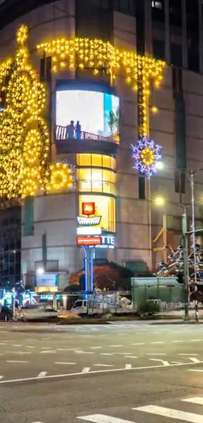 Vibrant urban cityscape at night with bright lights and bustling streets.