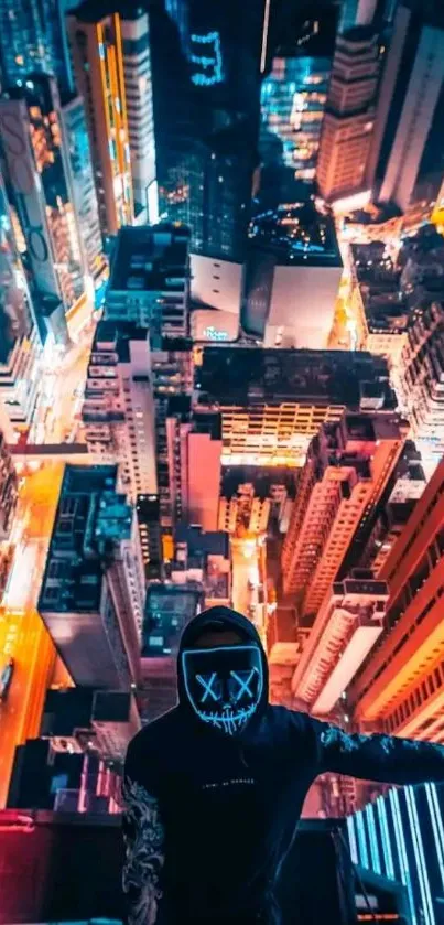 Vibrant urban night scene with neon lights.