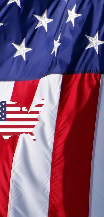 Vibrant USA flag with stars and stripes, iconic patriotic design.