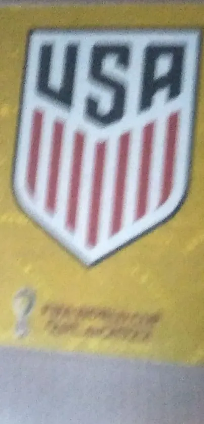 USA team logo on a yellow card and brown background.