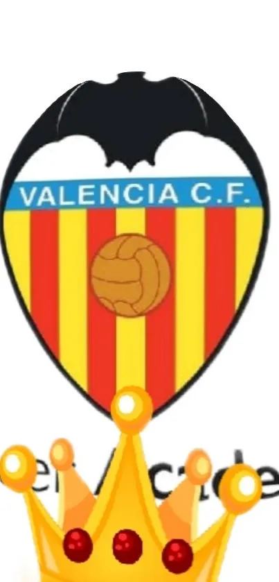 Valencia CF badge with a crown overlay on mobile wallpaper.