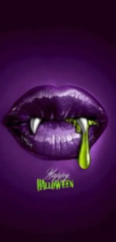 Dark purple wallpaper with vampire lips and fangs.