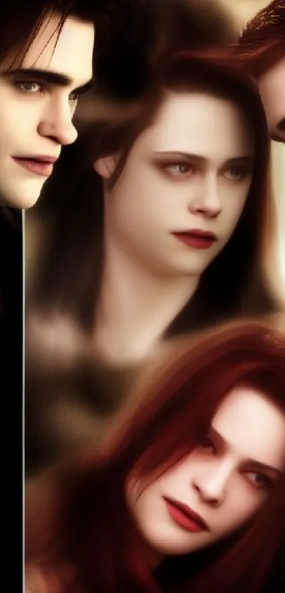 Vampire romance themed mobile wallpaper.