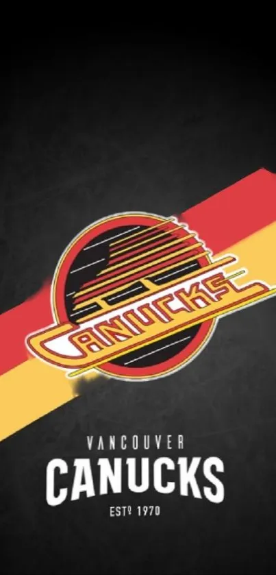 Vancouver Canucks retro logo wallpaper with black background.