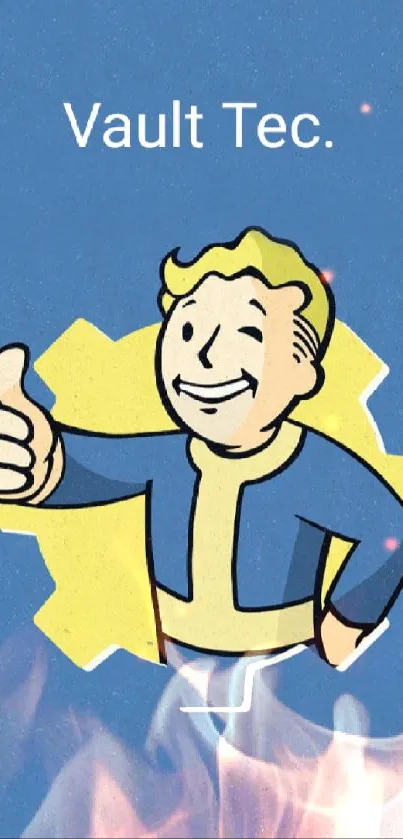 Vault Tec retro mobile wallpaper with iconic character.