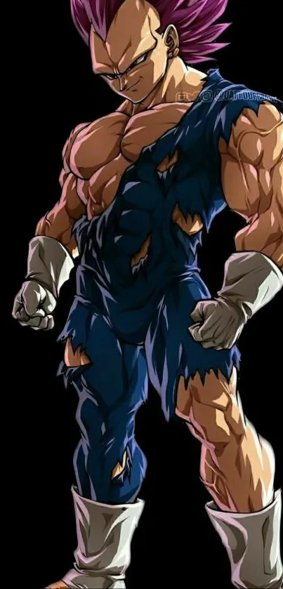 Dynamic Vegeta anime wallpaper in battle stance.