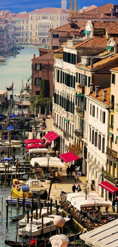 Vibrant Venice canal with colorful buildings and serene waters.